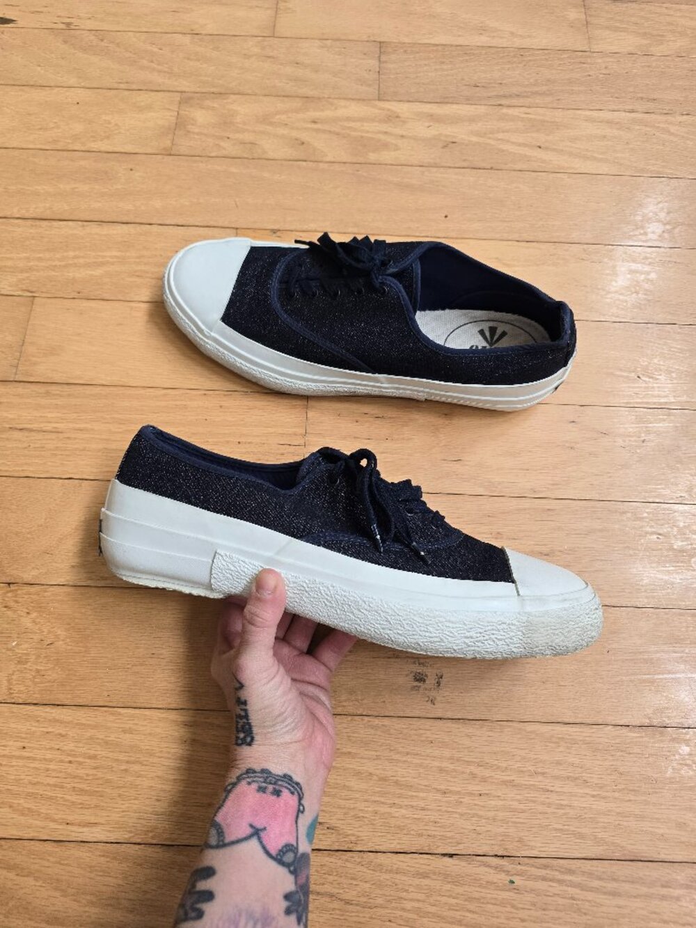 Nigel Cabourn | 40s Mix Deck raw denim heritage sneakers | MENS 10.5